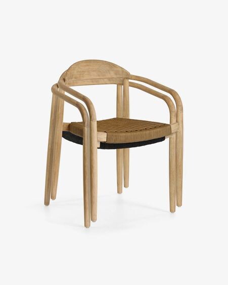 Silla Nina de madera maciza de acacia y cuerda beige