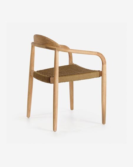 Silla Nina de madera maciza de acacia y cuerda beige
