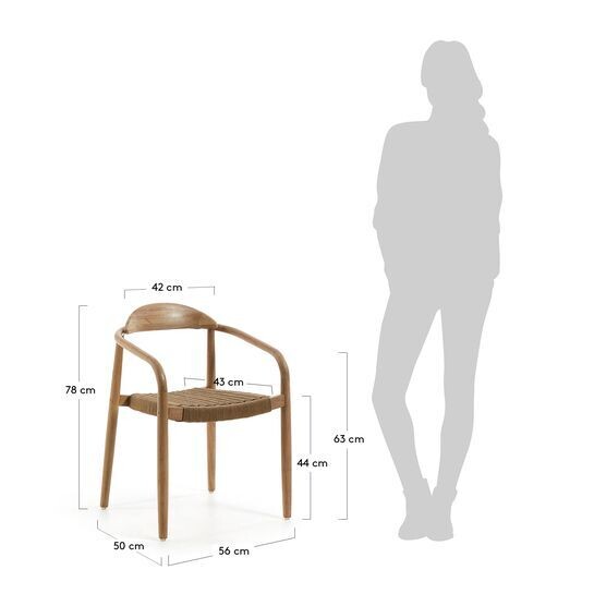 Silla Nina de madera maciza de acacia y cuerda beige