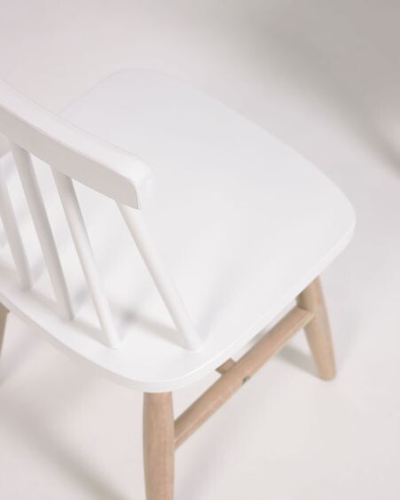 Silla infantil Tressia madera maciza caucho con acabado blanco y natural