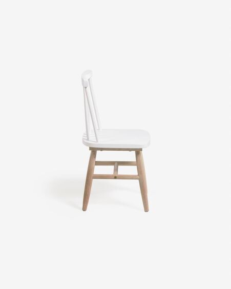 Silla infantil Tressia madera maciza caucho con acabado blanco y natural