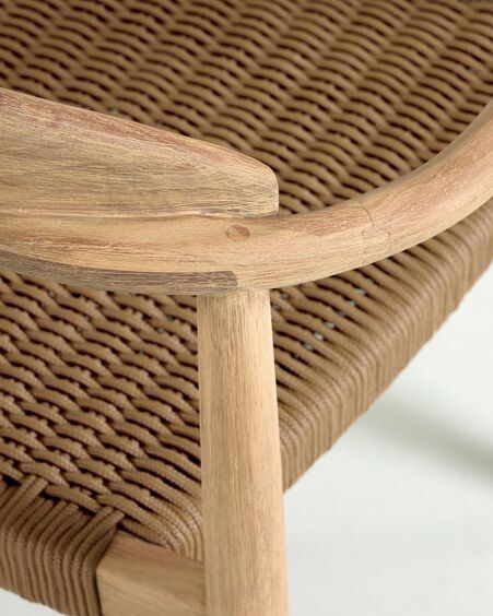 Silla Nina de madera maciza de acacia y cuerda beige