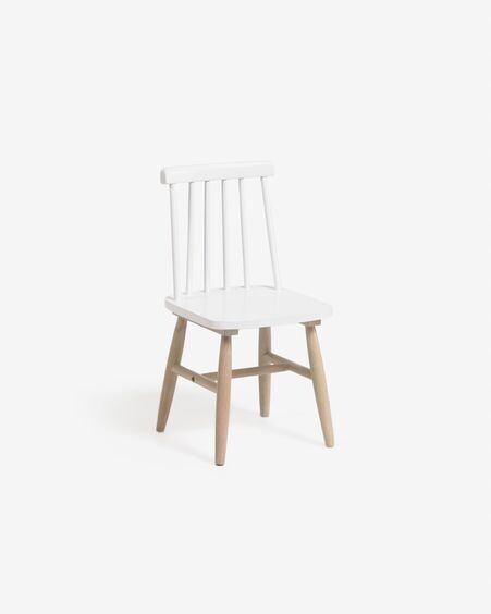 Silla infantil Tressia madera maciza caucho con acabado blanco y natural
