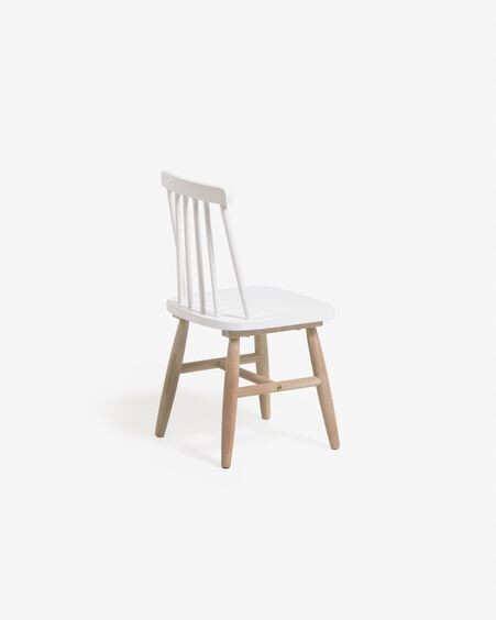 Silla infantil Tressia madera maciza caucho con acabado blanco y natural