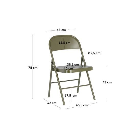 Silla plegable Aidana de metal verde oscuro