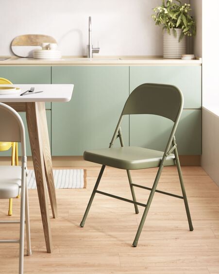 Silla plegable Aidana de metal verde oscuro