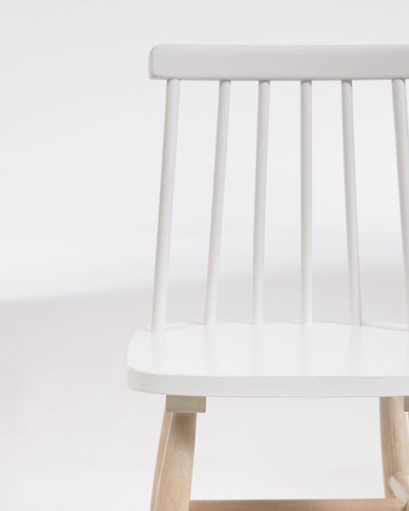 Silla infantil Tressia madera maciza caucho con acabado blanco y natural
