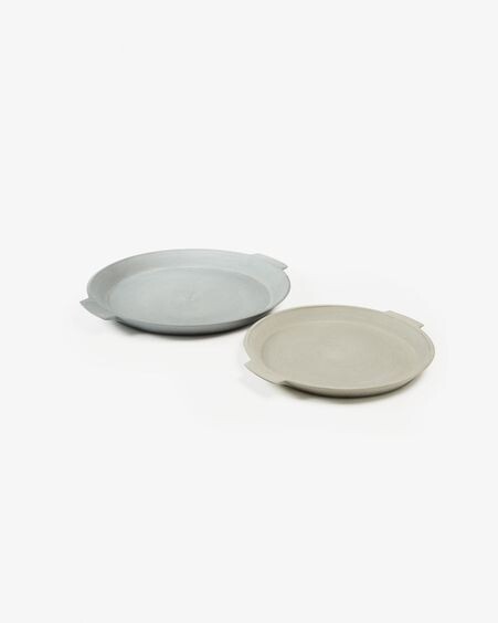 Set Marta de 2 bandejas de cemento beige y gris