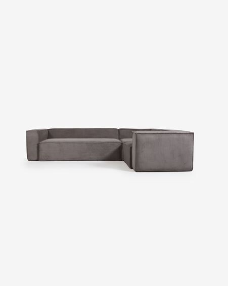 Sofá rinconero Blok 4 plazas pana gris 320 x 230 cm