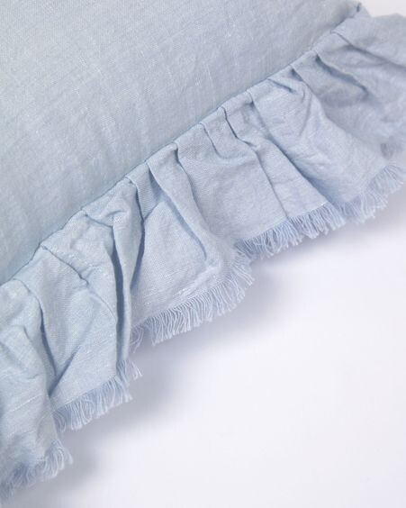 Funda de cojín Nacha de algodón y lino azul 30 x 50 cm