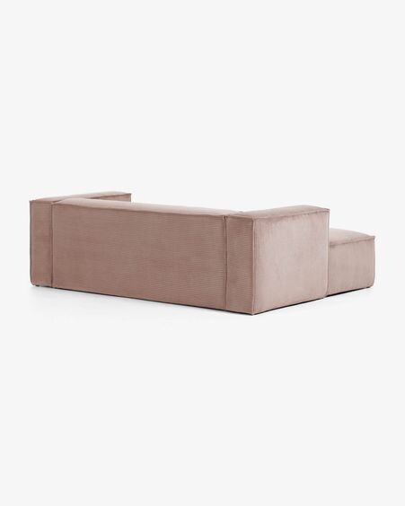 Sofá Blok 2 plazas chaise longue izquierdo pana gruesa rosa 240 cm