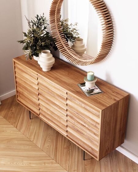Aparador Delsie 147 x 81 cm de madera maciza de acacia