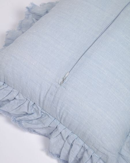 Funda de cojín Nacha de algodón y lino azul 30 x 50 cm