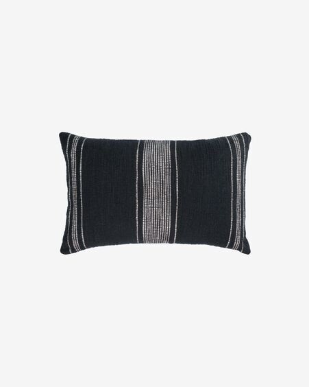 Funda cojín Adalgisa de algodón rayas blanco y negro 30 x 50 cm
