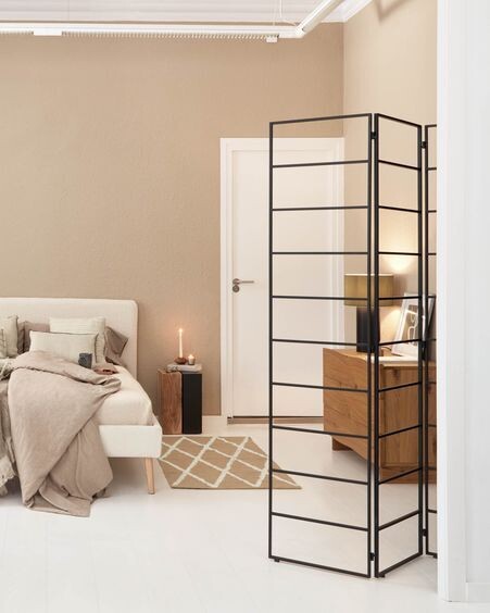 Biombo Ondine metal negro 124,5 x 184 cm