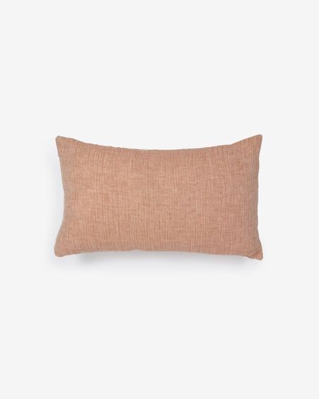 Funda de cojín Casilda de lino y algodón rosa 30 x 50 cm