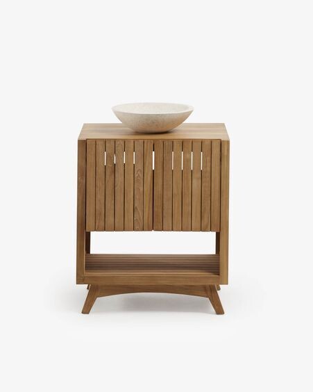 Lavabo encimera Delina de terrazo blanco Ø 40 cm