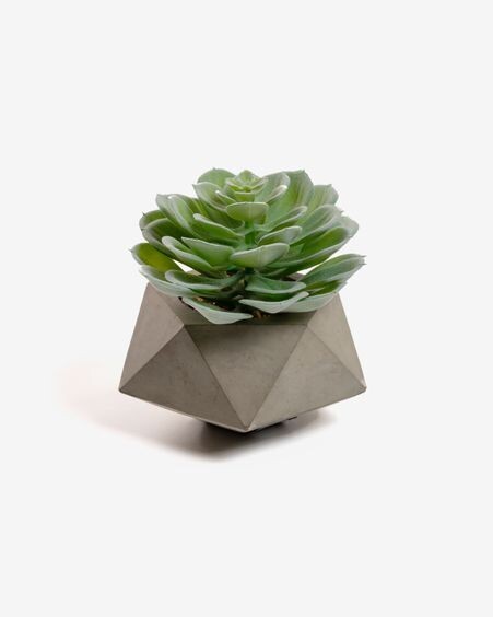 Planta artificial Echeveria glauca con maceta de cemento 14 cm