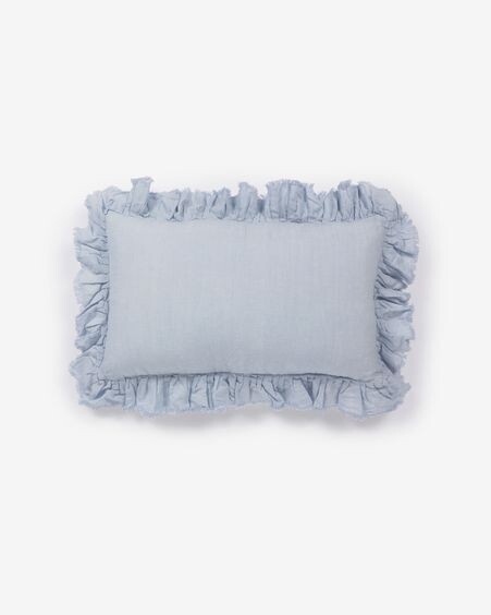 Funda de cojín Nacha de algodón y lino azul 30 x 50 cm