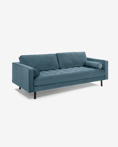 Sofá Debra 3 plazas terciopelo turquesa 222 cm