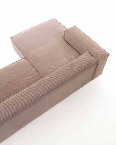 Sofá Blok 2 plazas chaise longue izquierdo pana gruesa rosa 240 cm