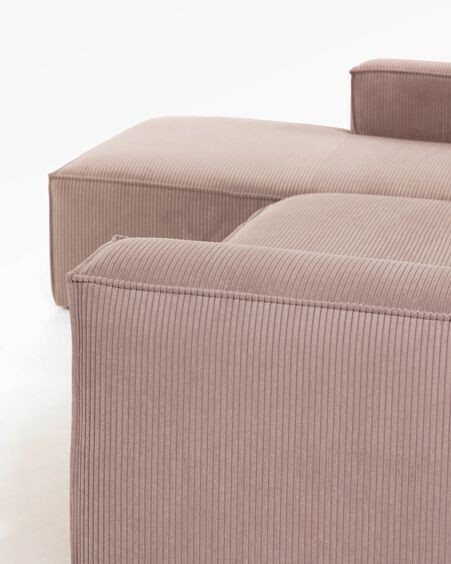 Sofá Blok 2 plazas chaise longue izquierdo pana gruesa rosa 240 cm