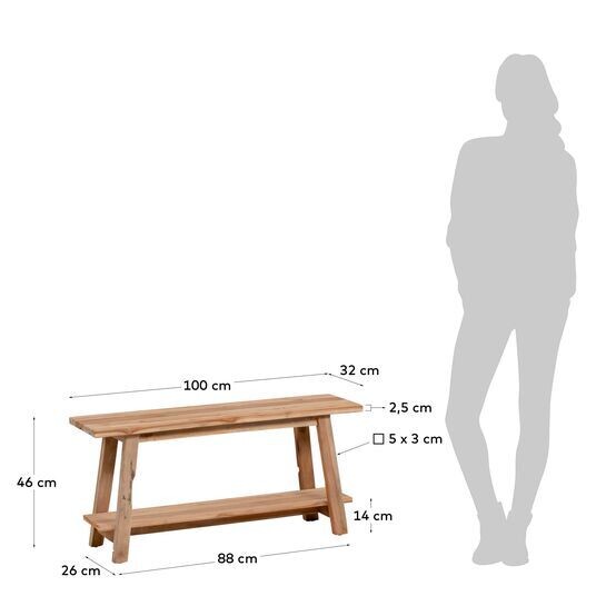 Banco Safara madera maciza de teca reciclada 100 cm