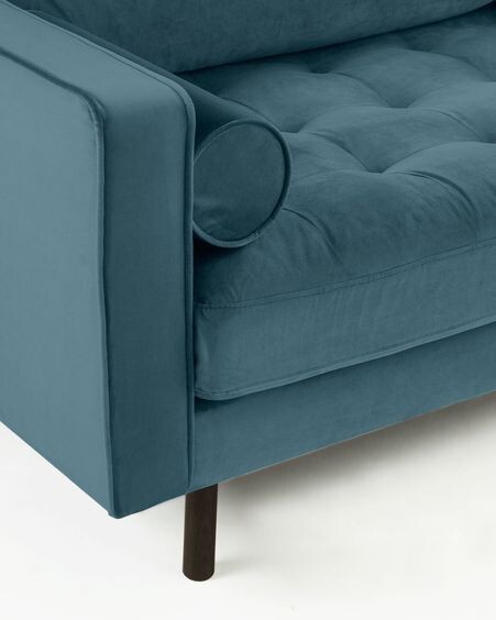 Sofá Debra 3 plazas terciopelo turquesa 222 cm