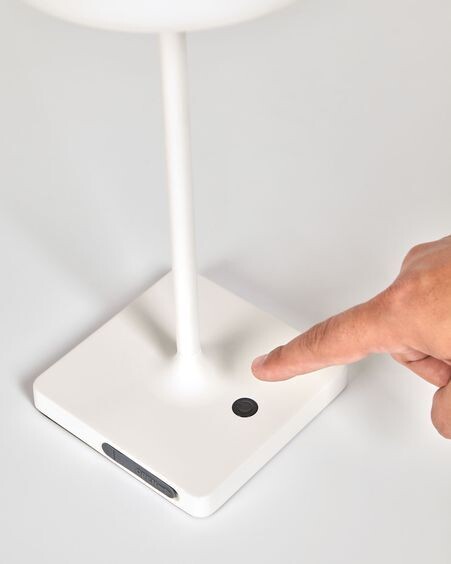 Lámpara de mesa de exterior Aluney con acabado blanco
