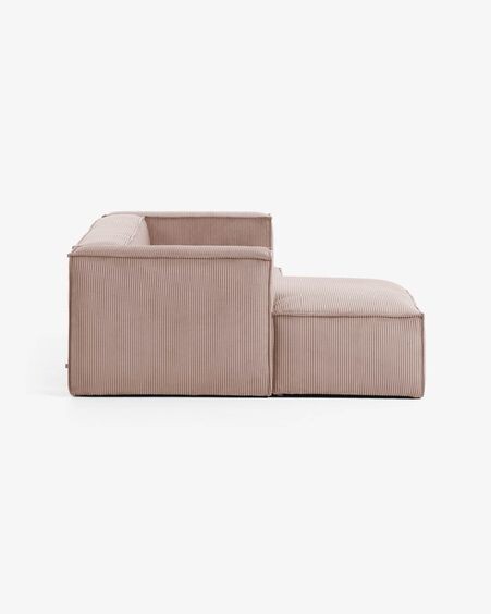 Sofá Blok 2 plazas chaise longue izquierdo pana gruesa rosa 240 cm