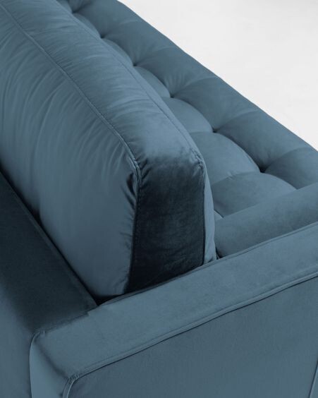 Sofá Debra 3 plazas terciopelo turquesa 222 cm