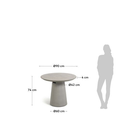 Mesa redonda exterior Itai cemento Ø 90 cm