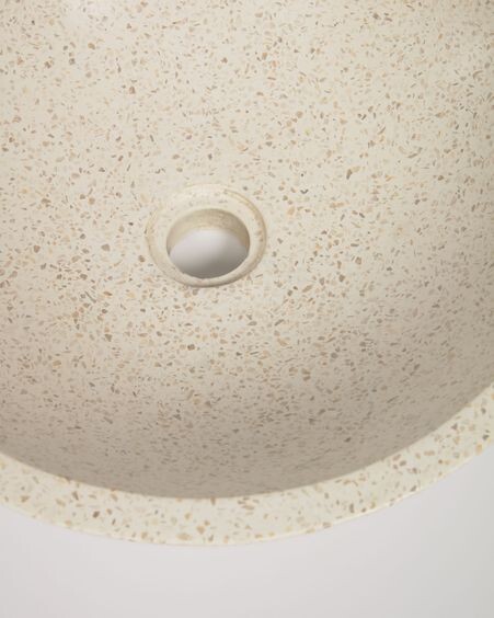 Lavabo encimera Delina de terrazo blanco Ø 40 cm