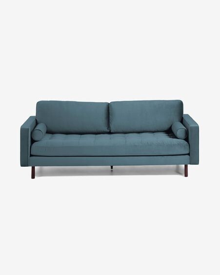 Sofá Debra 3 plazas terciopelo turquesa 222 cm