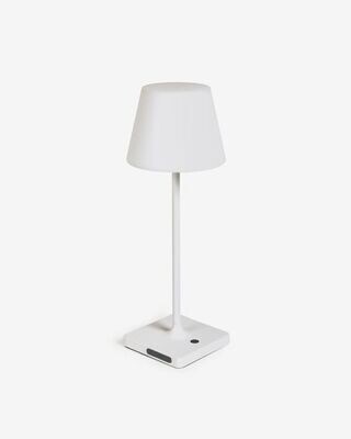 Lámpara de mesa de exterior Aluney con acabado blanco