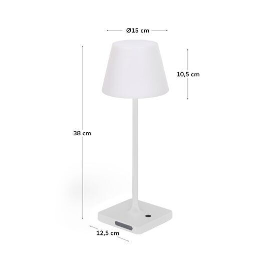 Lámpara de mesa de exterior Aluney con acabado blanco