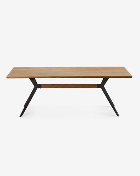 Mesa Amethyst de chapa de roble envejecido y patas acero con acabado negro 160 x 90 cm