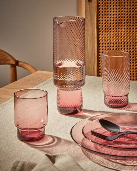 Vaso Yida pequeño de cristal rosa