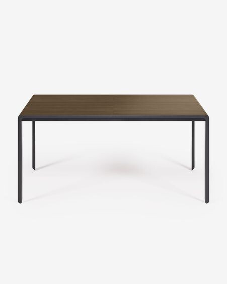 Mesa extensible Nadyria chapa de nogal patas de acero acabado negro 160 (200) x 90 cm