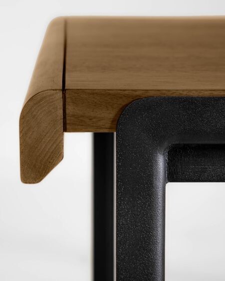 Mesa extensible Nadyria chapa de nogal patas de acero acabado negro 160 (200) x 90 cm