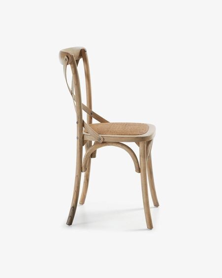 Silla Alsie de madera maciza de olmo lacado natural
