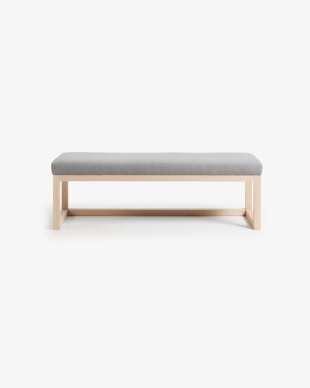 Banqueta Loya gris de madera maciza de haya 128 cm