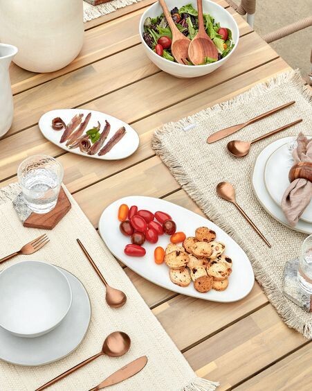 Set Ryba de 2 fuentes de porcelana blanco y marrón