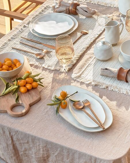 Set Ryba de 2 fuentes de porcelana blanco y marrón
