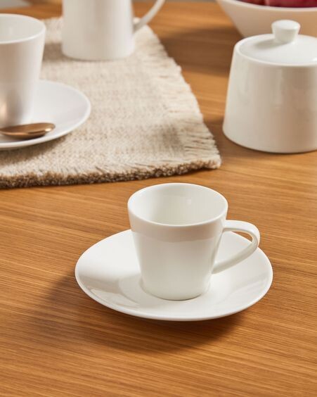 Taza de café pequeño con plato Pierina porcelana blanco