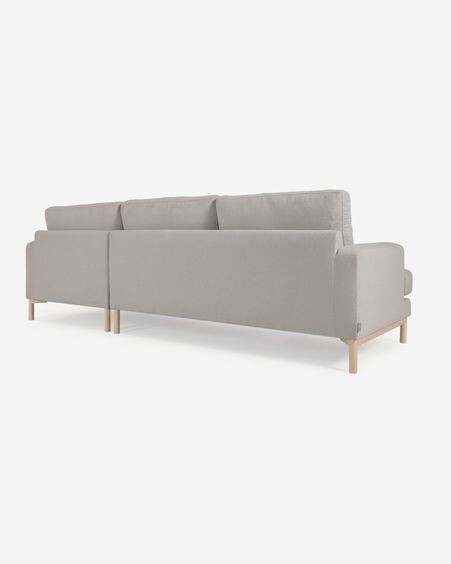 Sofá Mihaela 3 plazas con chaise longue derecho de borrego gris 264 cm