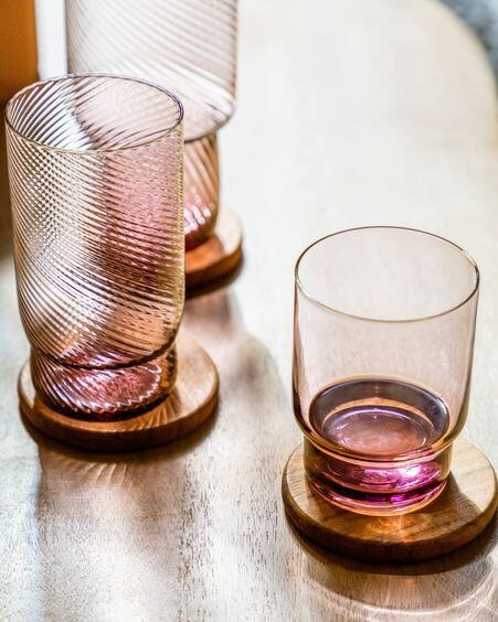 Vaso Yida pequeño de cristal rosa