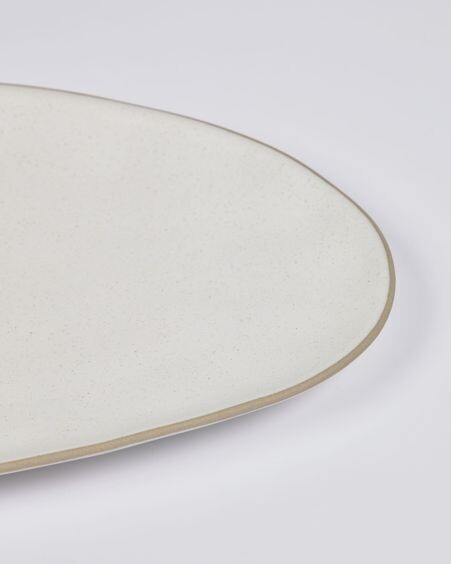 Set Ryba de 2 fuentes de porcelana blanco y marrón