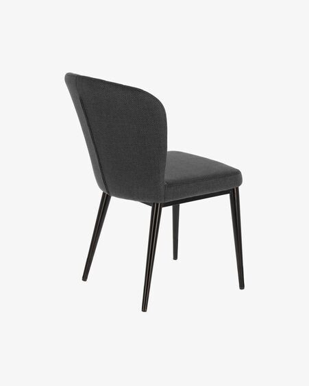 Silla Madge gris oscuro y acero con acabado negro