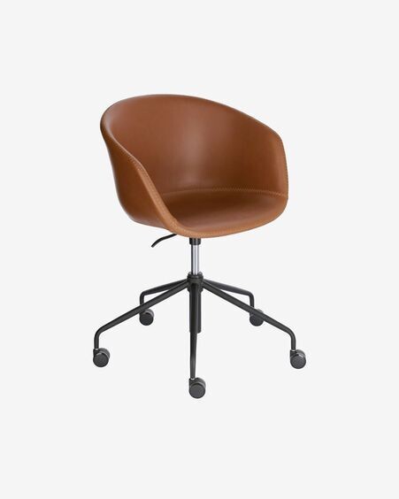 Silla de escritorio Yvette piel sintética  marrón